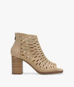 Bosanova Bottes À Talons | Bottines sable à bout ouvert et ajourées