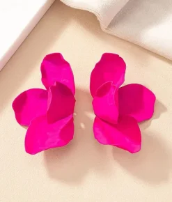 Bosanova Boucles D'oreilles | Boucles d'oreilles en résine fuchsia avec pétales