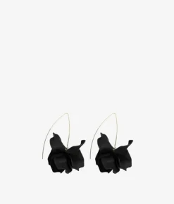 Bosanova Boucles D'oreilles | Boucles d'oreilles fleurs rigides noires