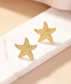 Bosanova Boucles D'oreilles | Boucles d'oreilles étoiles de mer métallisées dorées