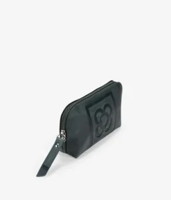 Femme Bosanova Porte-monnaie | Bourse en cuir vert avec fleur de Barcelone