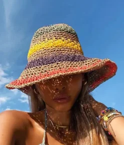 Femme Bosanova Casquettes Et Chapeaux | Chapeau en raphia multicolore