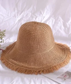 Femme Bosanova Casquettes Et Chapeaux | Chapeau en raphia tressé grillé