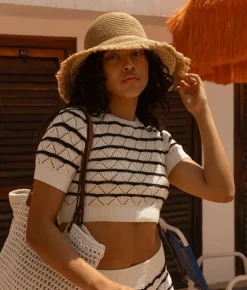 Femme Bosanova Casquettes Et Chapeaux | Chapeau en raphia tressé grillé