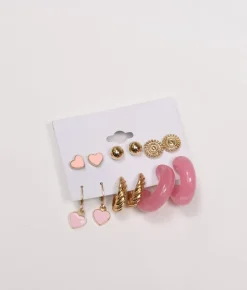 Bosanova Boucles D'oreilles | Ensemble de boucles d'oreilles en résine et métal rose et doré