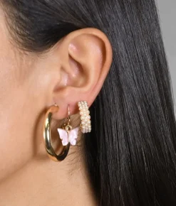 Bosanova Boucles D'oreilles | Ensemble de boucles d'oreilles en résine et métal rose et doré