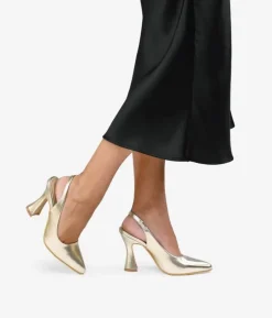 Bosanova Chaussures De Fête | Escarpins dorés à talon évasé