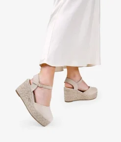 Bosanova Espadrilles | Sandales Compensées | Espadrilles beiges à bride et semelle sparte