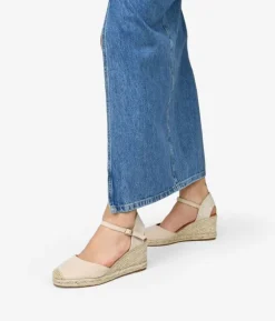 Bosanova Espadrilles | Sandales Compensées | Espadrilles beiges à semelle compensée en sparte