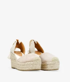 Bosanova Espadrilles | Sandales Compensées | Espadrilles beiges à semelle compensée en sparte