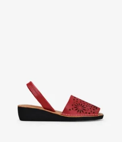 Bosanova Espadrilles | Sandales Compensées | Espadrilles compensées en cuir rouge
