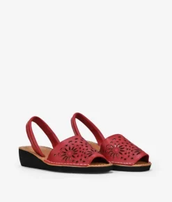 Bosanova Espadrilles | Sandales Compensées | Espadrilles compensées en cuir rouge