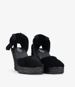 Bosanova Sandales Spartiates | Sandales Plateformes | Espadrilles compensées noires avec noeud