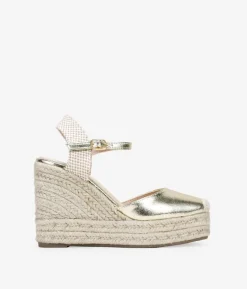 Bosanova Espadrilles | Sandales Compensées | Espadrilles dorées avec coin en sparte