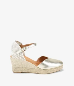 Bosanova Espadrilles | Sandales Compensées | Espadrilles en cuir doré avec sparte
