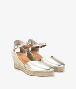 Bosanova Espadrilles | Sandales Compensées | Espadrilles en cuir doré avec sparte