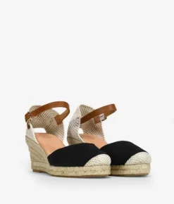 Bosanova Espadrilles | Sandales Compensées | Espadrilles en cuir noir