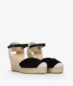 Bosanova Espadrilles | Sandales Compensées | Espadrilles en cuir noir