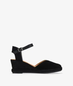 Bosanova Espadrilles | Chaussures En Cuir | Espadrilles en cuir noir avec semelle compensée en sparte
