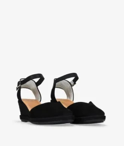 Bosanova Espadrilles | Chaussures En Cuir | Espadrilles en cuir noir avec semelle compensée en sparte