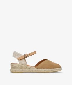 Bosanova Espadrilles | Sandales Spartiates | Espadrilles en cuir sable avec semelle compensée en sparte