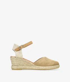 Bosanova Espadrilles | Chaussures En Cuir | Espadrilles en cuir sable avec semelle compensée en sparte