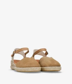 Bosanova Espadrilles | Sandales Spartiates | Espadrilles en cuir sable avec semelle compensée en sparte