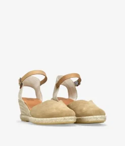 Bosanova Espadrilles | Chaussures En Cuir | Espadrilles en cuir sable avec semelle compensée en sparte