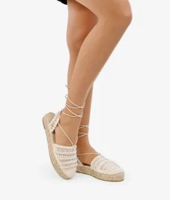 Bosanova Espadrilles | Sandales Spartiates | Espadrilles en macramé beige avec semelle en sparte