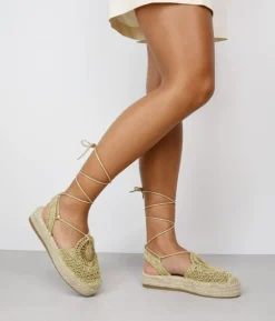 Bosanova Espadrilles | Sandales Spartiates | Espadrilles en macramé doré avec semelle en sparte