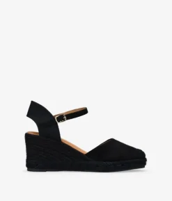 Bosanova Espadrilles | Sandales Compensées | Espadrilles noires à semelle compensée en sparte