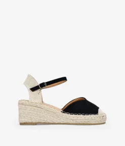Bosanova Espadrilles | Sandales Compensées | Espadrilles noires compensées en sparte