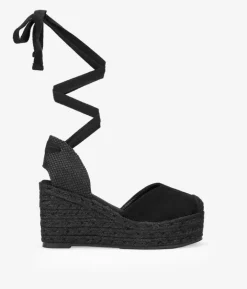 Bosanova Sandales Compensées | Sandales Spartiates | Espadrilles noires compensées en sparte