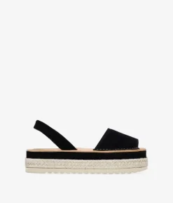 Bosanova Espadrilles | Sandales Spartiates | Espadrilles noires en cuir avec herbe d'alfa
