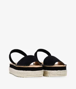 Bosanova Espadrilles | Sandales Spartiates | Espadrilles noires en cuir avec herbe d'alfa