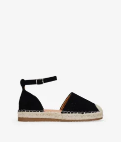 Bosanova Espadrilles | Sandales Plates | Espadrilles plates noires avec herbe d'alfa