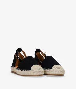 Bosanova Espadrilles | Sandales Plates | Espadrilles plates noires avec herbe d'alfa