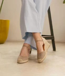 Bosanova Espadrilles | Sandales Compensées | Espadrilles taupe avec coin en sparte