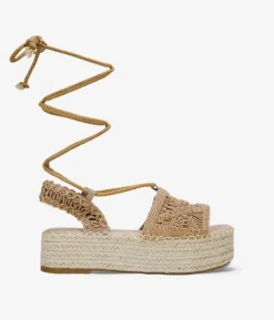 Bosanova Espadrilles | Sandales Spartiates | Espadrilles taupe avec plateforme en sparte