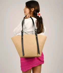 Bosanova Sacs Raphia Et Crochet | Sacs Porté Épaule | Fourre-tout à bandoulière avec fermeture éclair