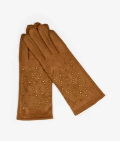 Femme Bosanova Gants | Gants marron clair avec diamants