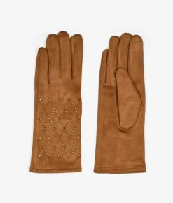 Femme Bosanova Gants | Gants marron clair avec diamants