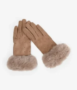 Femme Bosanova Gants | Gants marron tactiles avec strass