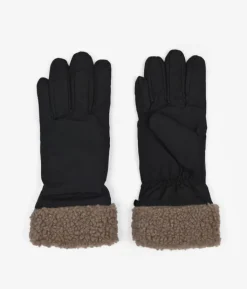 Femme Bosanova Gants | Gants noirs avec manchette en peau de mouton