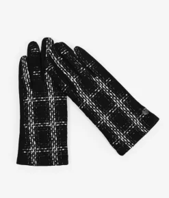 Femme Bosanova Gants | Gants noirs imprimés tweed