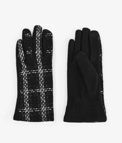 Femme Bosanova Gants | Gants noirs imprimés tweed