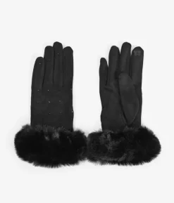 Femme Bosanova Gants | Gants noirs tactiles avec strass