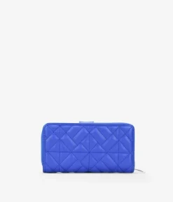 Femme Bosanova Portefeuilles | Grand portefeuille bleu en cuir vegan avec fermeture éclair et compartiments