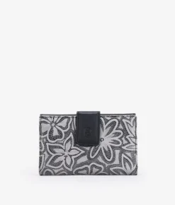 Femme Bosanova Portefeuilles | Grand portefeuille en cuir gris imprimé