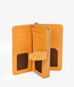 Femme Bosanova Porte-monnaie | Portefeuilles | Grand portefeuille orange effet crocodile